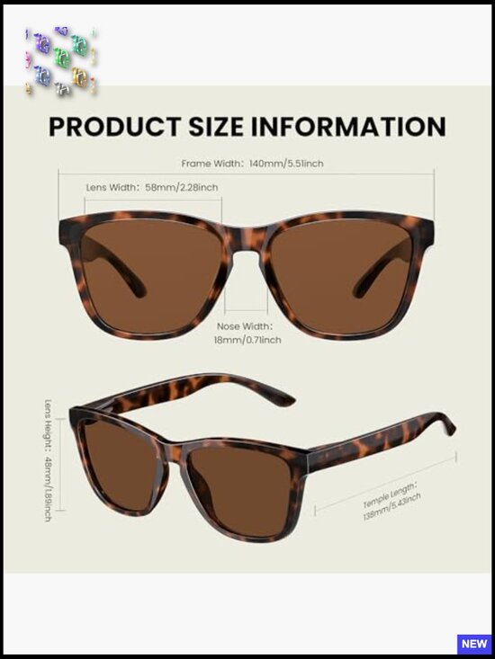 Trendy Square Sunglasses Polarized UV Protection Retro Classic Shades Glasses